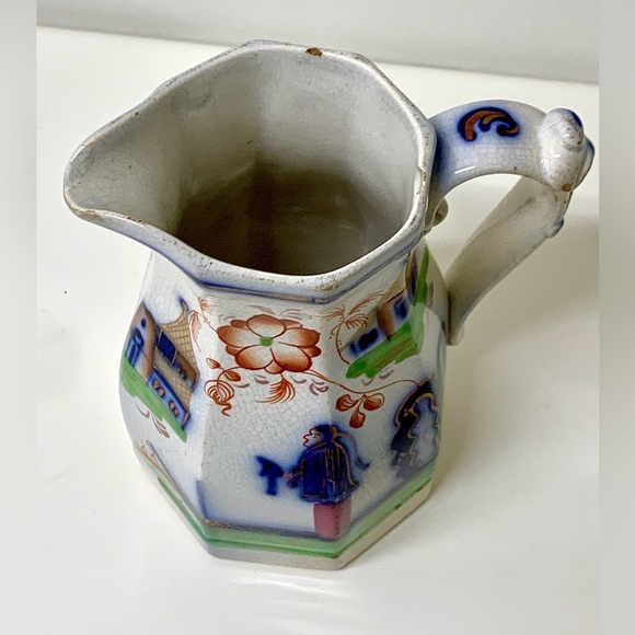 19th Century Antique Gaudy Welsh PAGODA Octagonal Lustreware Pitcher Jug 550 - Picture 11 of 16